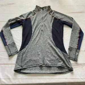 ATHLETA Running Wild Navy Colorblock Half Zip SM